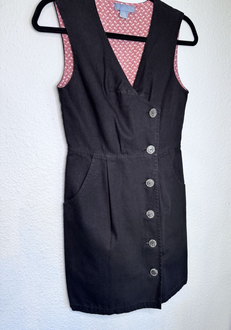 Lil Anthropologie SZ 2 Black Off the Beat Dress Sleeveless classic minimalist